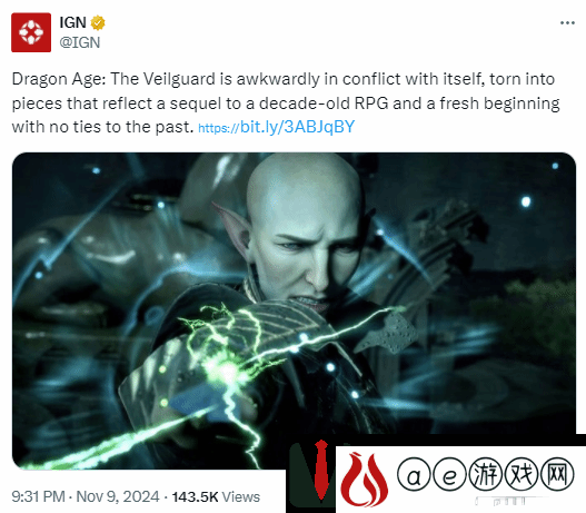 IGN批评《龙腾世纪4》遭嘲讽:EA塞的钱只够评个分？