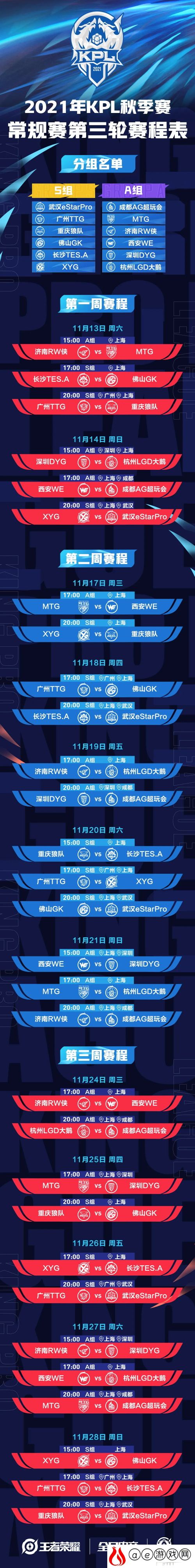 2021王者荣耀KPL秋季赛常规赛第三轮赛程一览