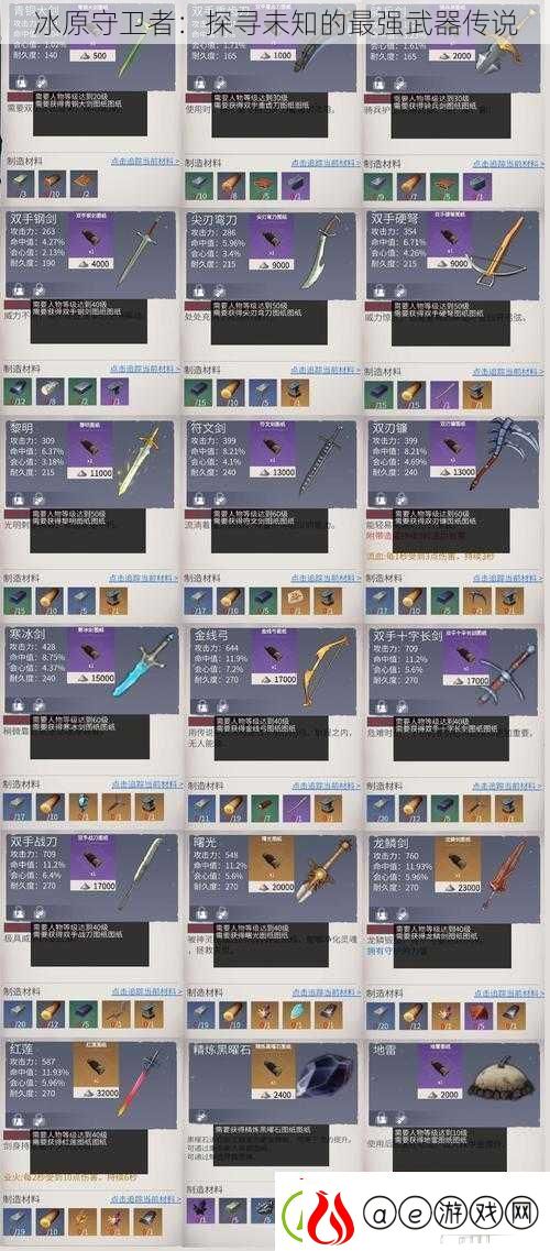 冰原守卫者：探寻未知的最强武器传说